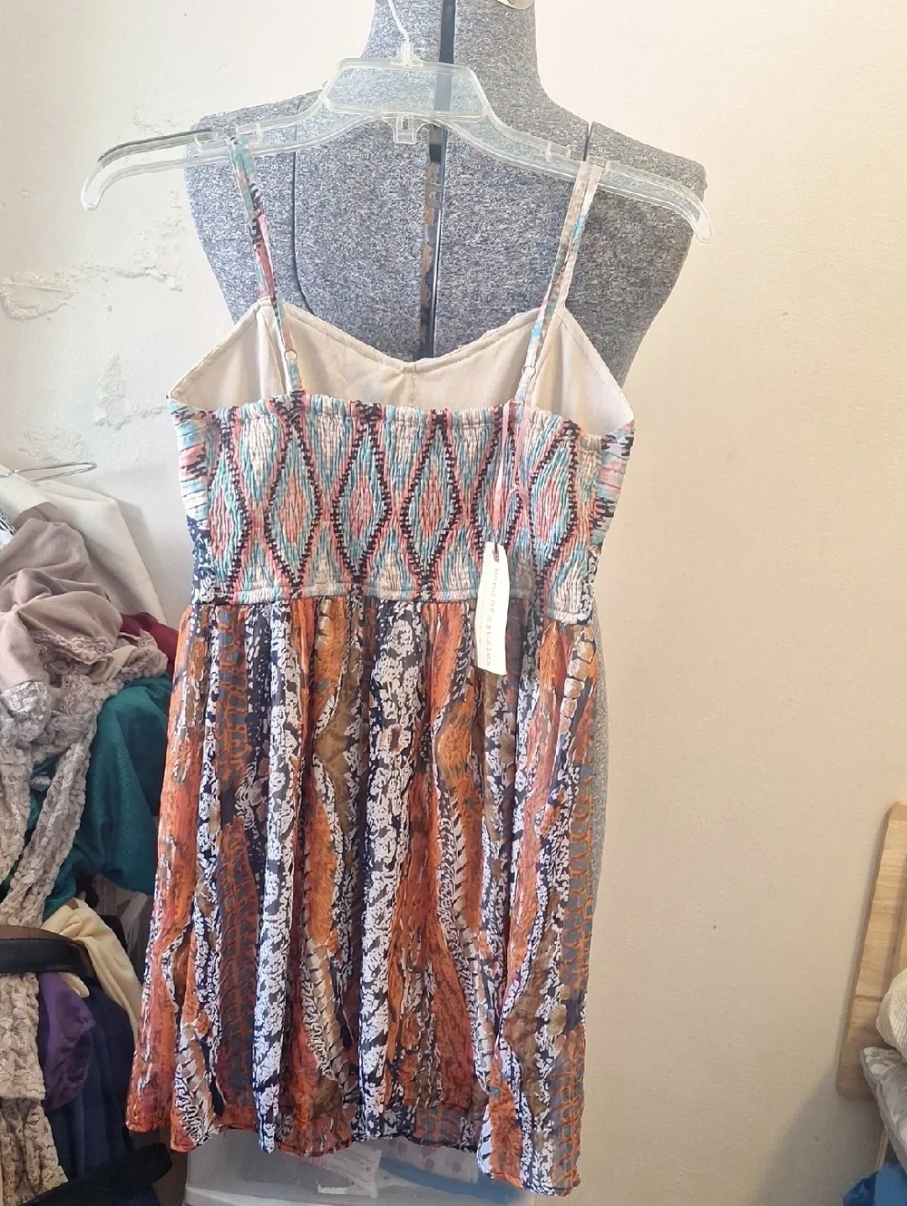 Band of Gypsies Multi-Print Maxi Dress in Orange & Teal